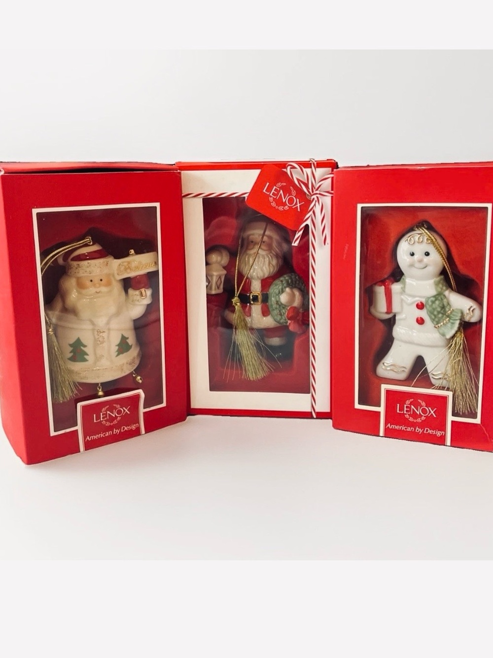 LENOX Christmas Tree Ornaments including Gingerbread, Light Santa, Believe Santa